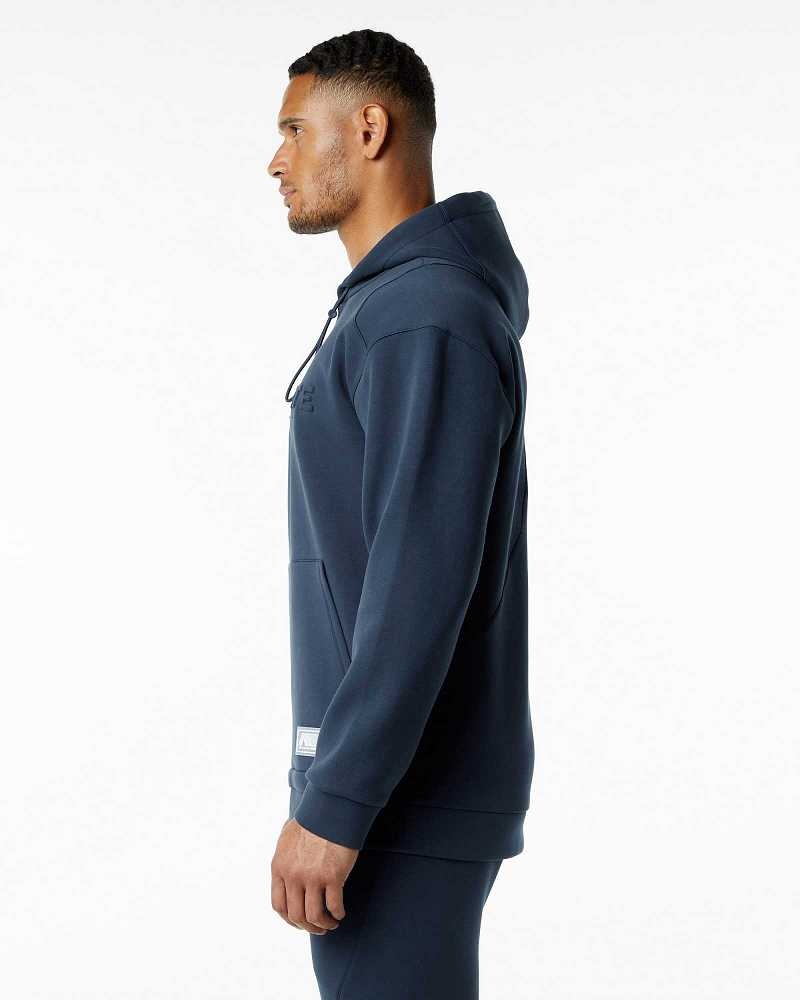 Blue Men's Alphalete ELMTS Hoodie | UAE-817056