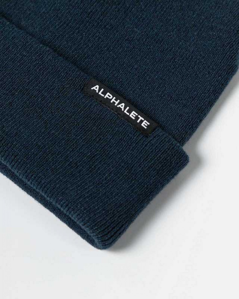 Blue Unisex Alphalete Essential Foldover Beanie | UAE-107593