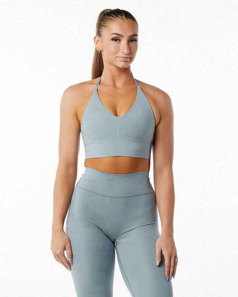 Blue Women\'s Alphalete Alphalux Wonder Sports Bra | UAE-376951