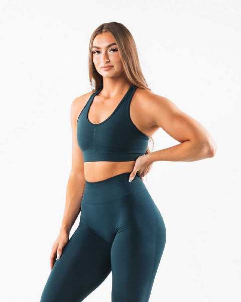 Blue Women's Alphalete Amplify Sports Bra | UAE-091478