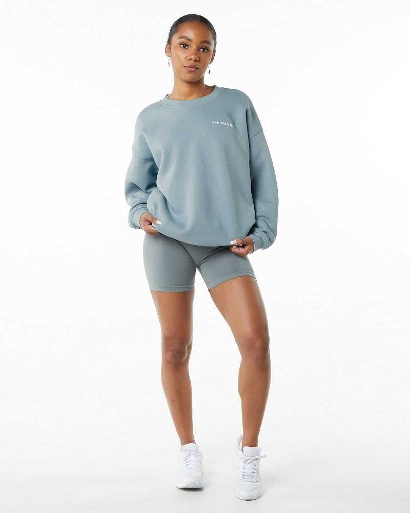 Blue Women's Alphalete Classic Crew Sweater | UAE-810794