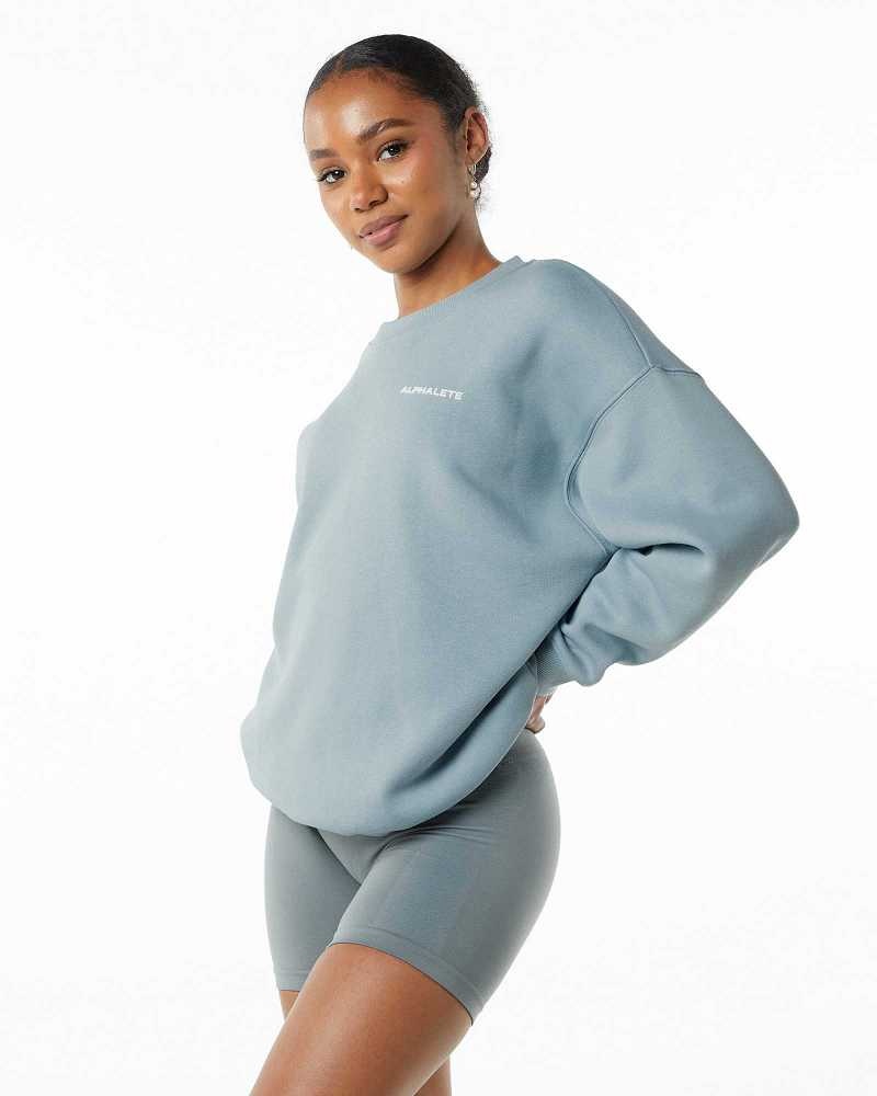 Blue Women's Alphalete Classic Crew Sweater | UAE-810794