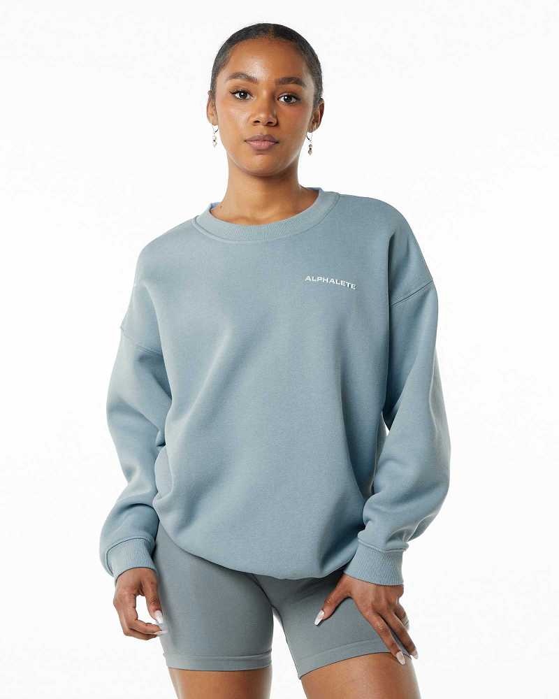 Blue Women\'s Alphalete Classic Crew Sweater | UAE-810794