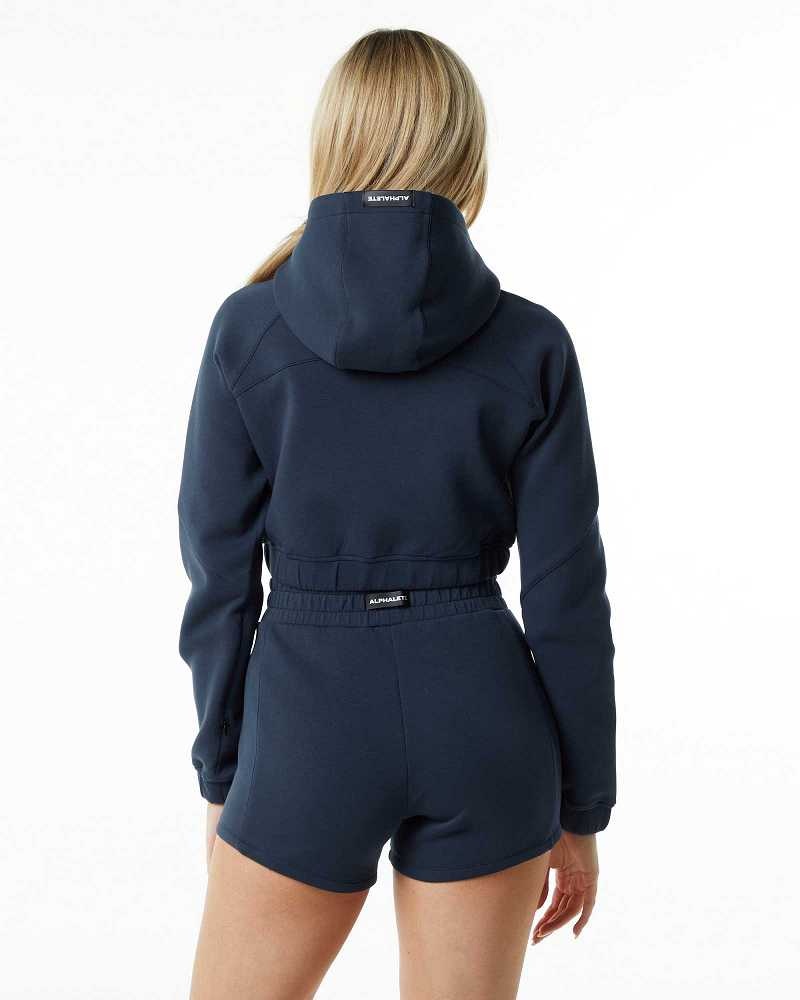 Blue Women's Alphalete ELMTS Full-Zip Crop Jackets | UAE-369824