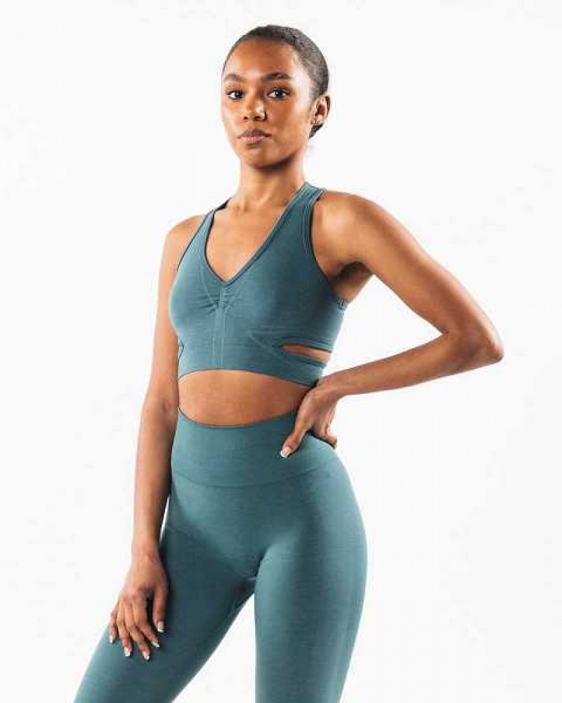 Blue Women's Alphalete Stratus Sports Bra | UAE-603125