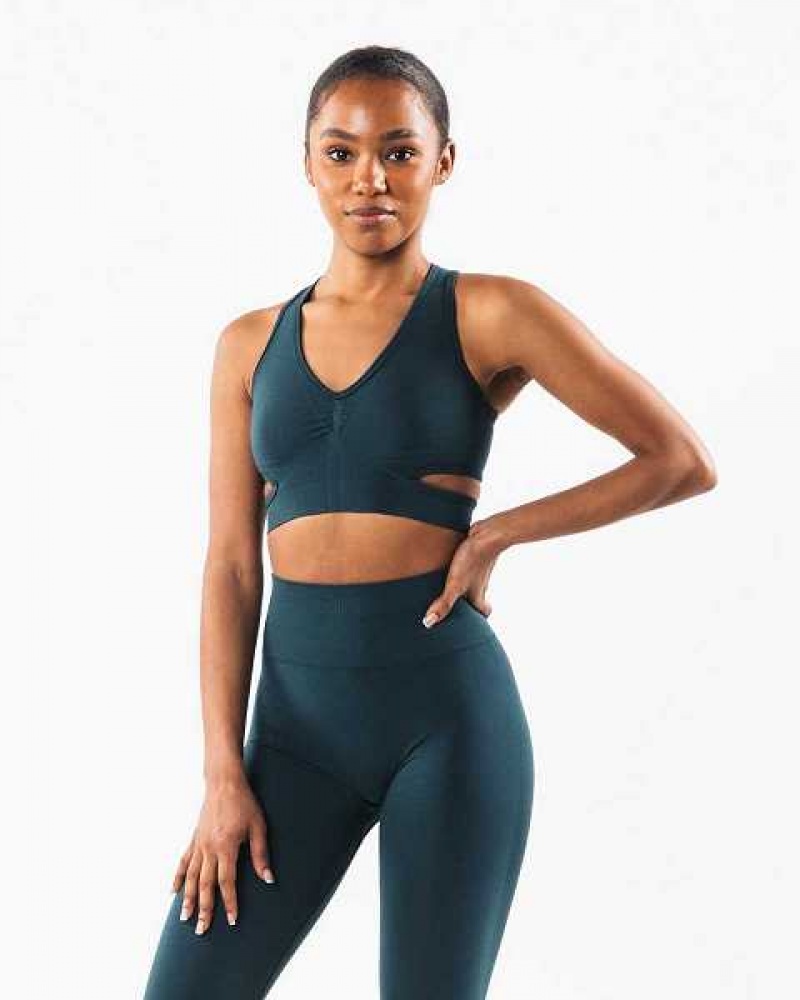 Blue Women's Alphalete Stratus Sports Bra | UAE-105924