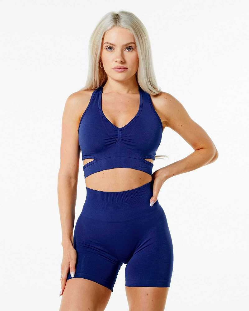 Blue Women\'s Alphalete Stratus Sports Bra | UAE-259816