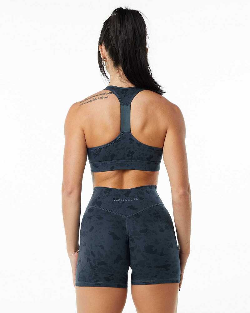 Blue Women's Alphalete Surface Wrap Sports Bra | UAE-920457