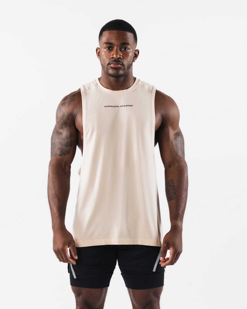 Brown Men\'s Alphalete AA Airtech Cutoff Tanks | UAE-986351