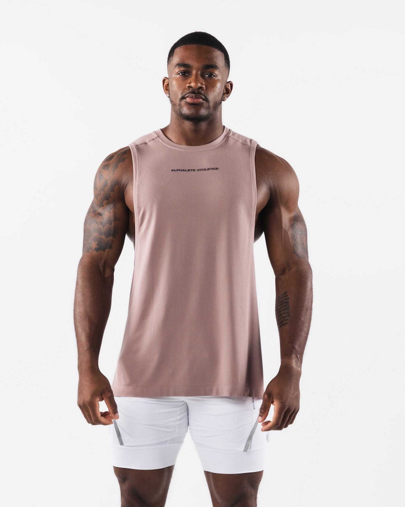 Brown Men\'s Alphalete AA Airtech Cutoff Tanks | UAE-951084