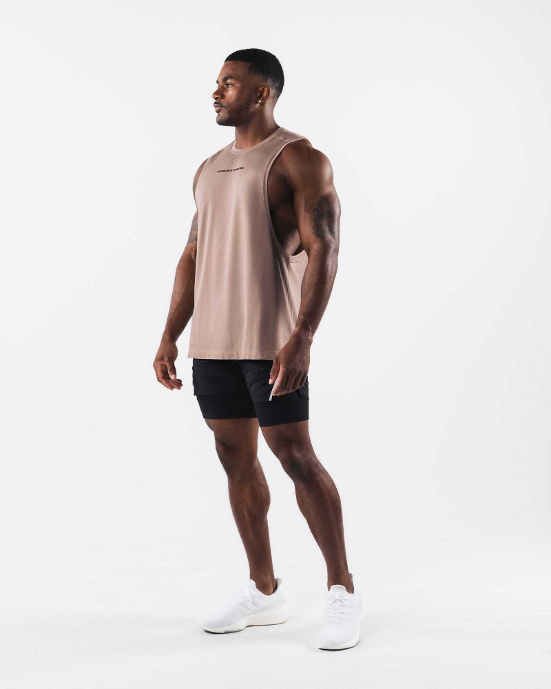 Brown Men's Alphalete AA Airtech Cutoff Tanks | UAE-321870