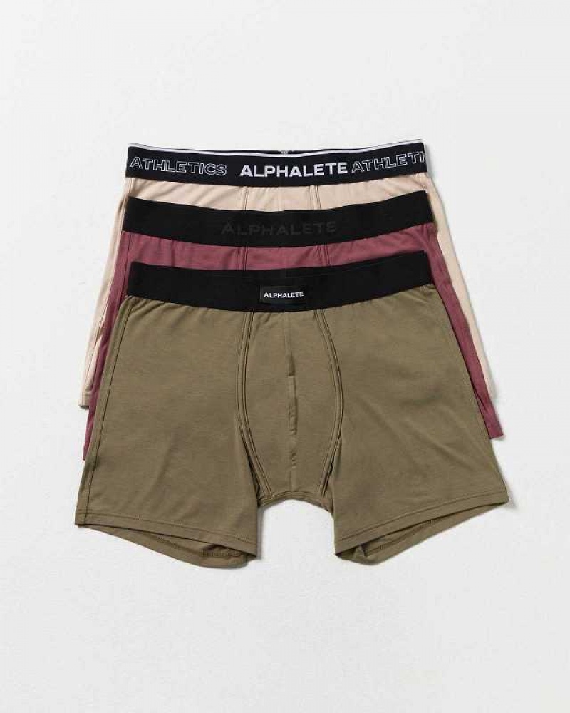 Brown Men\'s Alphalete Classic Boxer Brief 3pk Underwear | UAE-764531