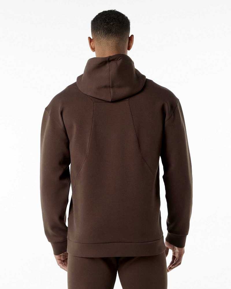 Brown Men's Alphalete ELMTS Hoodie | UAE-784039