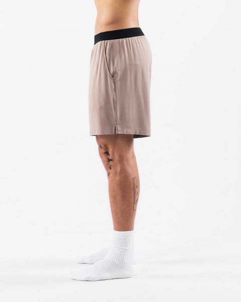 Brown Men's Alphalete Lounge Shorts | UAE-903612