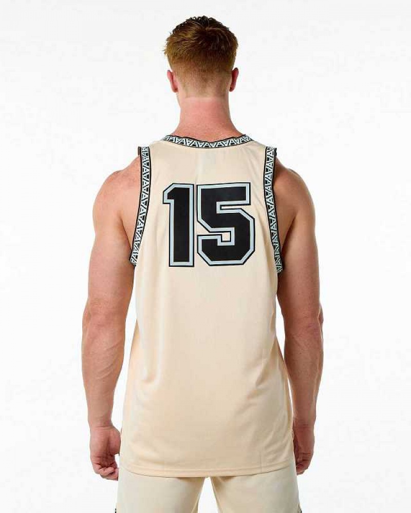 Brown Men's Alphalete Varsity Basketball Tanks | UAE-135907