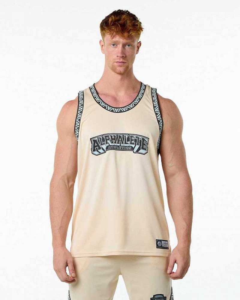 Brown Men\'s Alphalete Varsity Basketball Tanks | UAE-135907