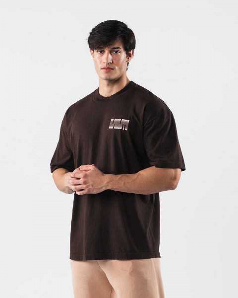 Brown Unisex Alphalete Cryptic Short Sleeve Shirts | UAE-450681