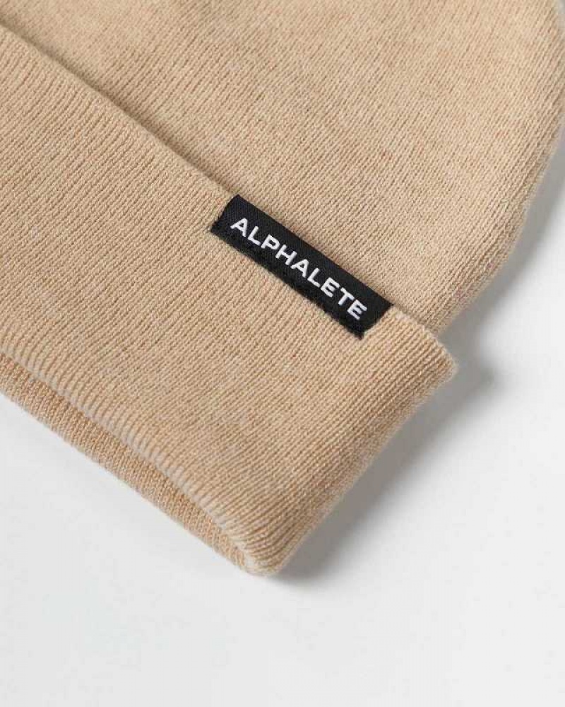 Brown Unisex Alphalete Essential Foldover Beanie | UAE-806243