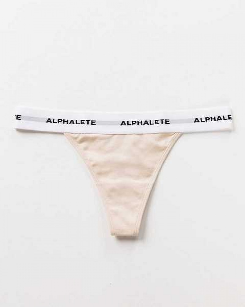 Brown Women's Alphalete Acute Thong Underwear | UAE-307489