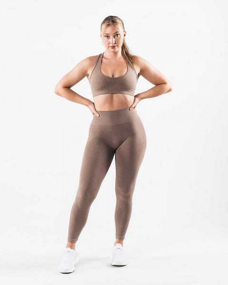 Brown Women's Alphalete Amplify Contour Leggings | UAE-845730