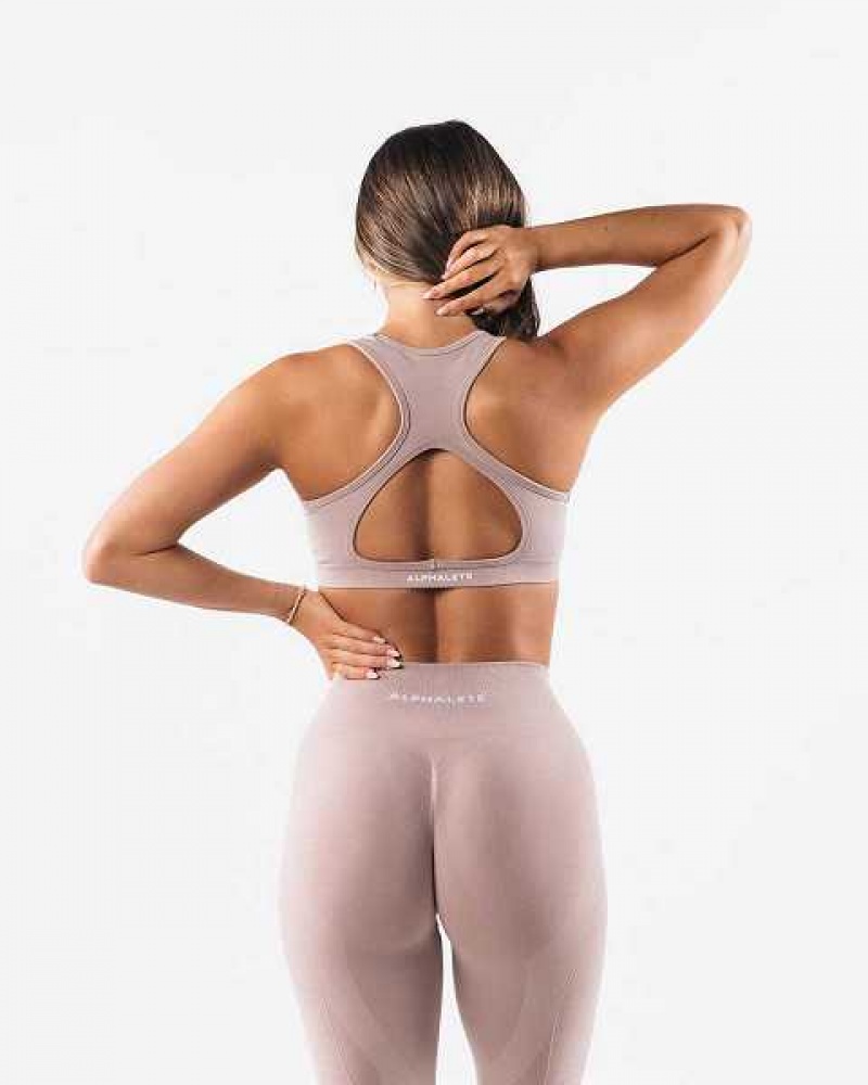 Brown Women's Alphalete Amplify Contour Sports Bra | UAE-216705