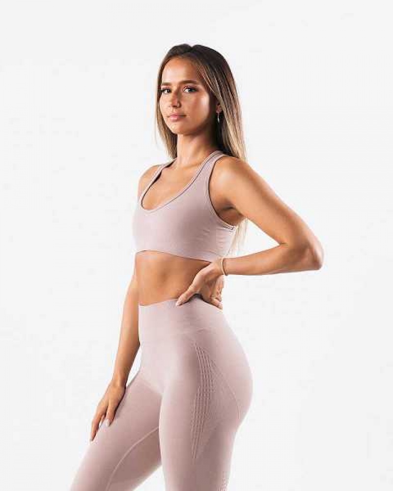 Brown Women's Alphalete Amplify Contour Sports Bra | UAE-216705