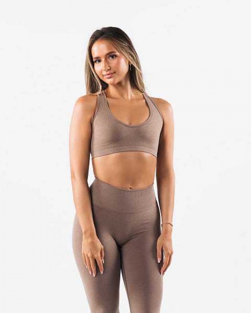 Brown Women\'s Alphalete Amplify Contour Sports Bra | UAE-708439