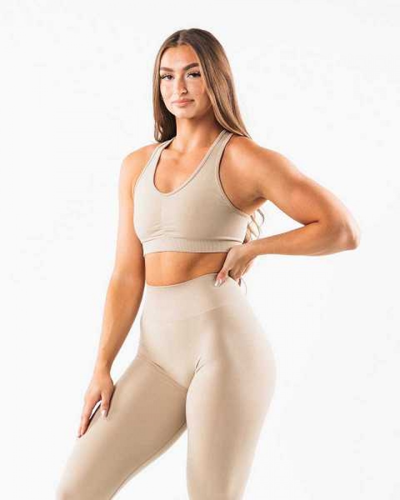 Brown Women's Alphalete Amplify Sports Bra | UAE-941085