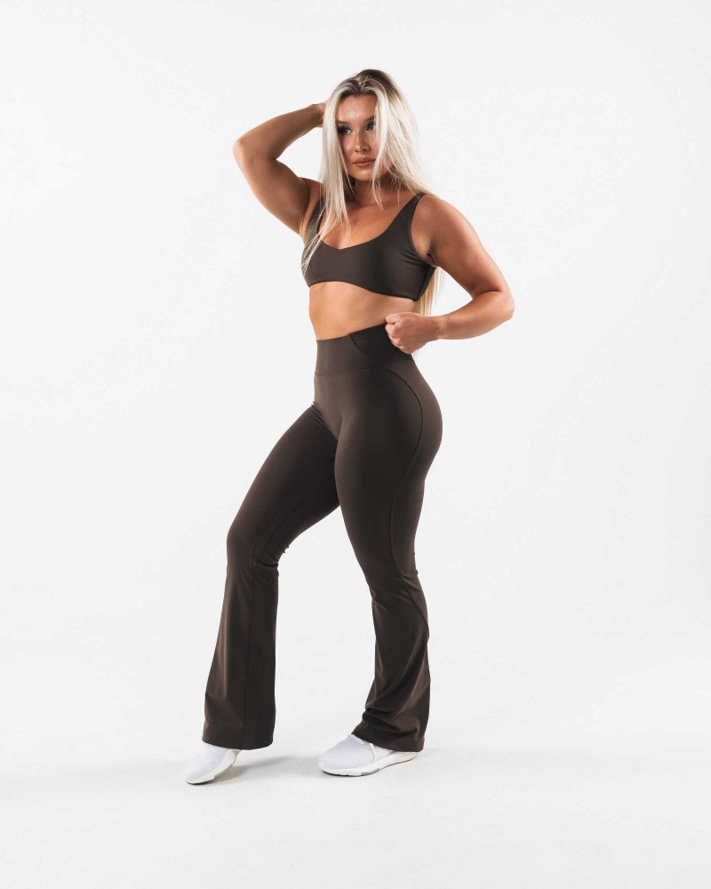 Brown Women's Alphalete Aura Flared Leggings | UAE-965730