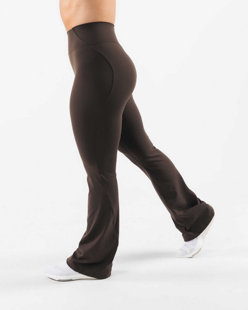 Brown Women's Alphalete Aura Flared Leggings | UAE-965730