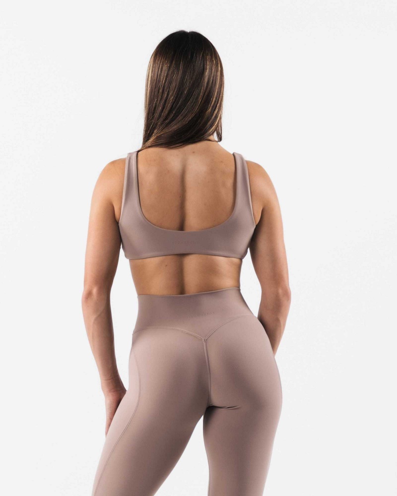 Brown Women's Alphalete Aura Sculpt Sports Bra | UAE-812705