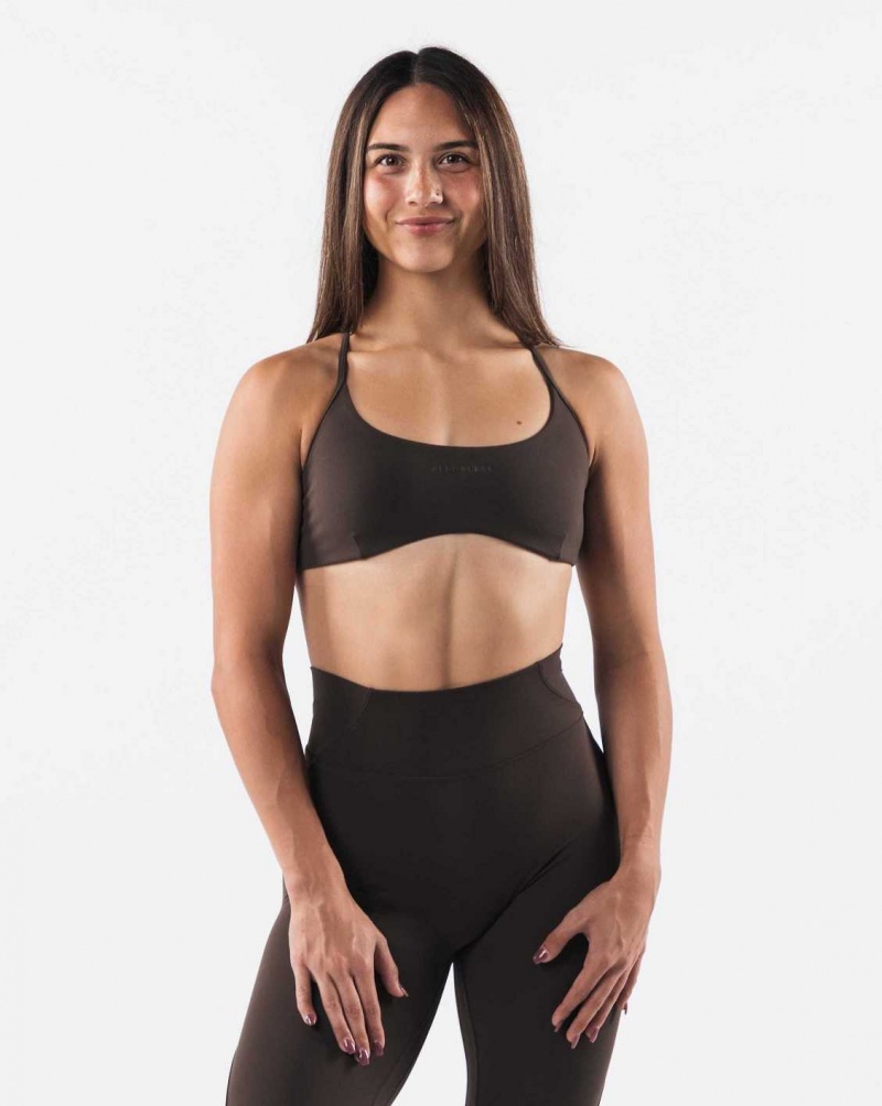 Brown Women\'s Alphalete Aura Strappy Sports Bra | UAE-653847