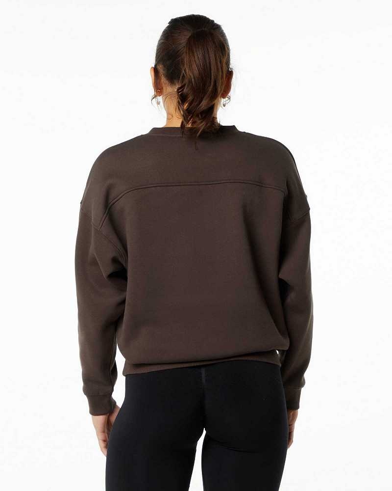 Brown Women's Alphalete Classic Crew Sweater | UAE-405127