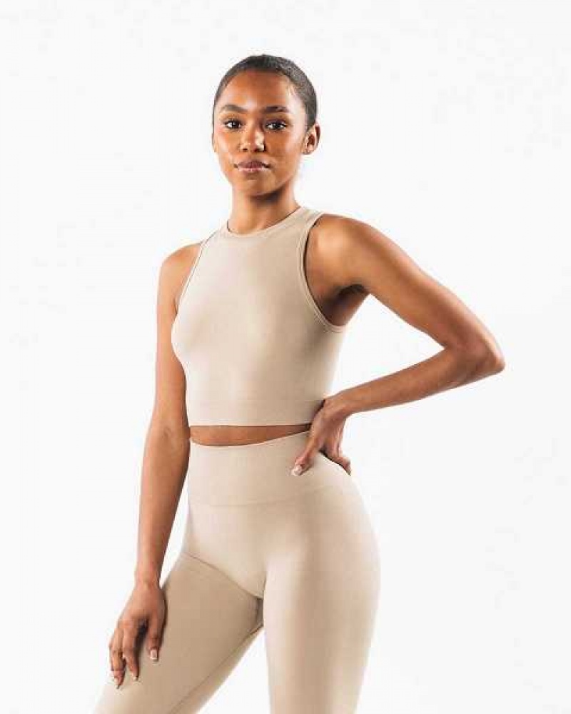 Brown Women's Alphalete Stratus Crop Tanks | UAE-895341