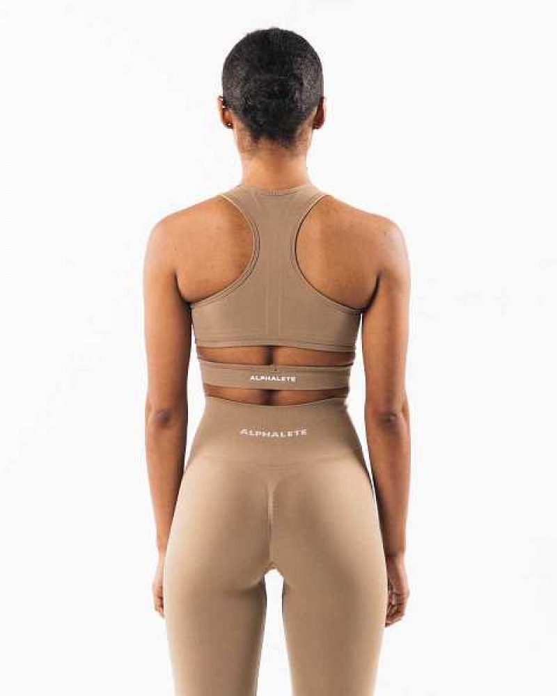 Brown Women's Alphalete Stratus Sports Bra | UAE-783251