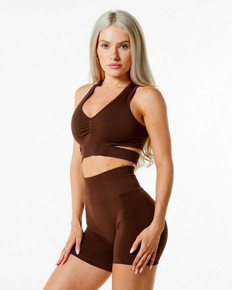 Brown Women's Alphalete Stratus Sports Bra | UAE-609417