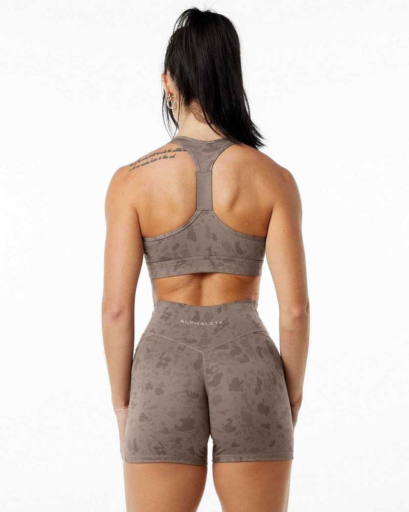 Brown Women's Alphalete Surface Wrap Sports Bra | UAE-751064