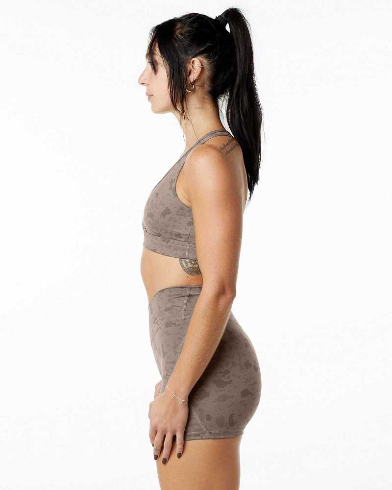 Brown Women's Alphalete Surface Wrap Sports Bra | UAE-751064