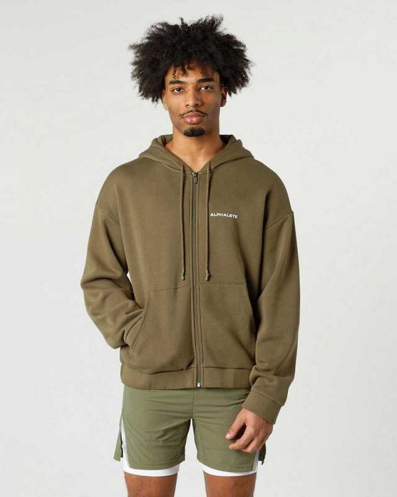 Green Men\'s Alphalete Classic Full-Zip Jackets | UAE-308295