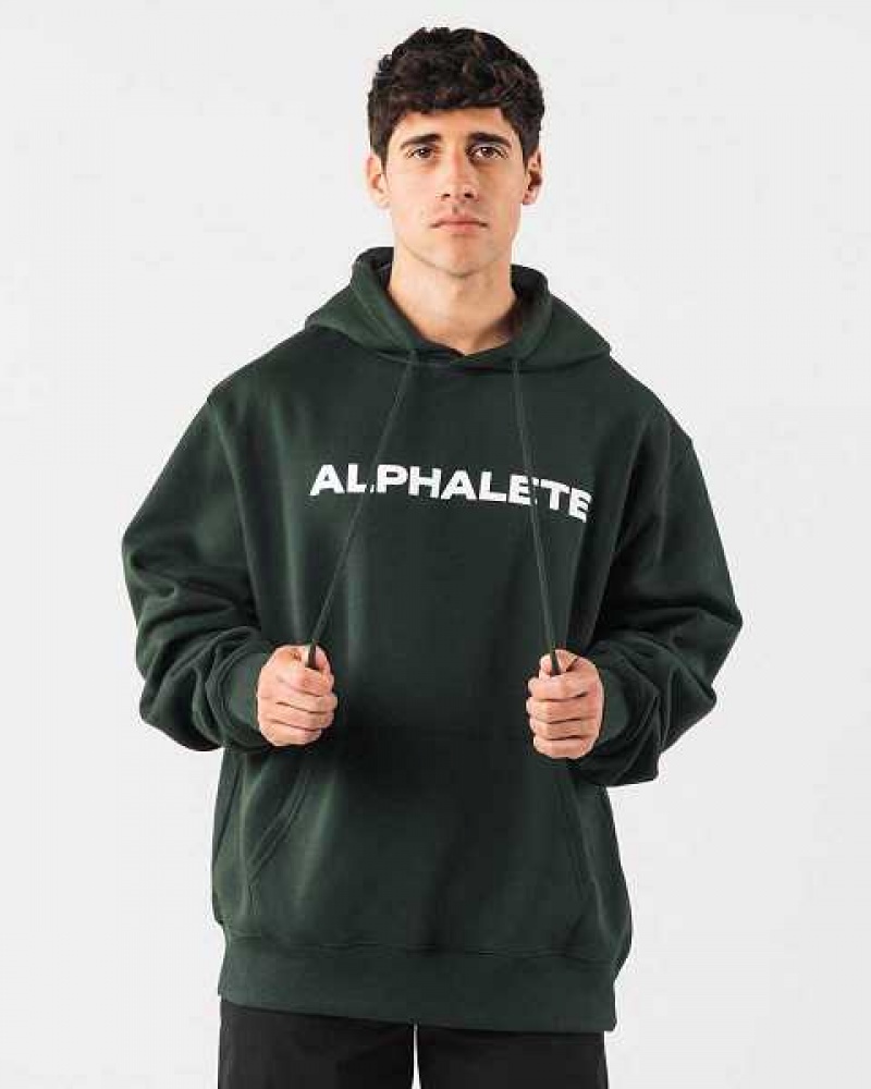 Green Men\'s Alphalete Core Hoodie | UAE-081793