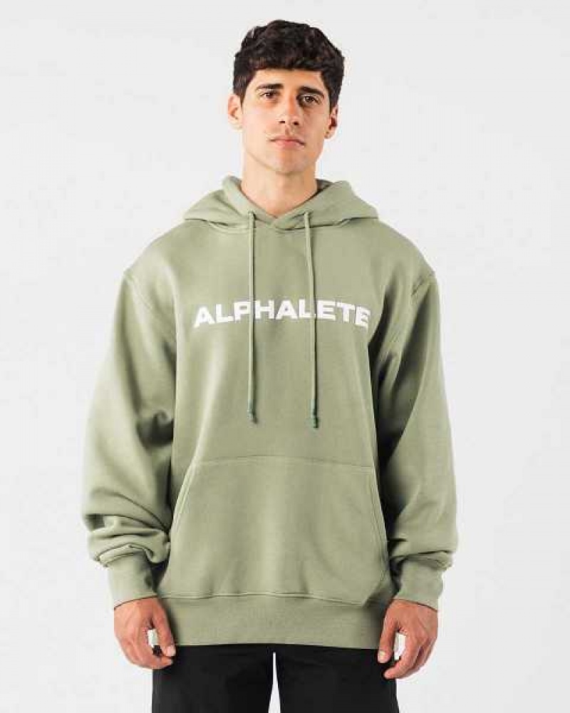 Green Men\'s Alphalete Core Hoodie | UAE-584729