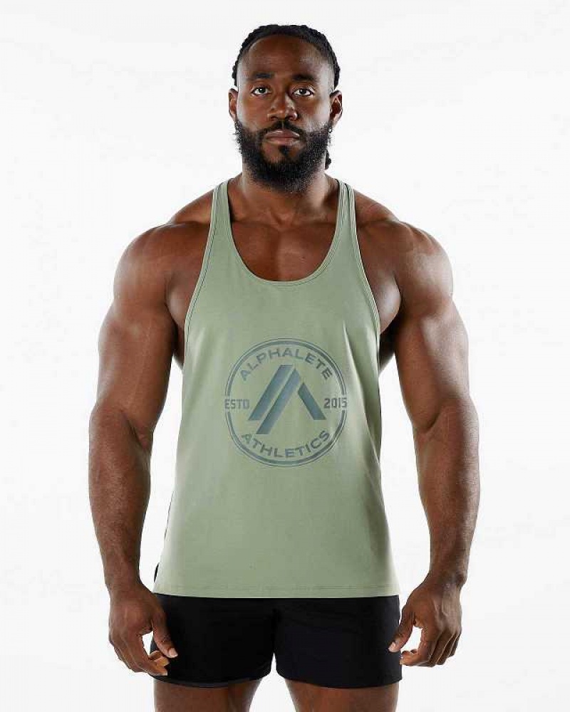 Green Men\'s Alphalete Dynasty Stringer Tanks | UAE-087356