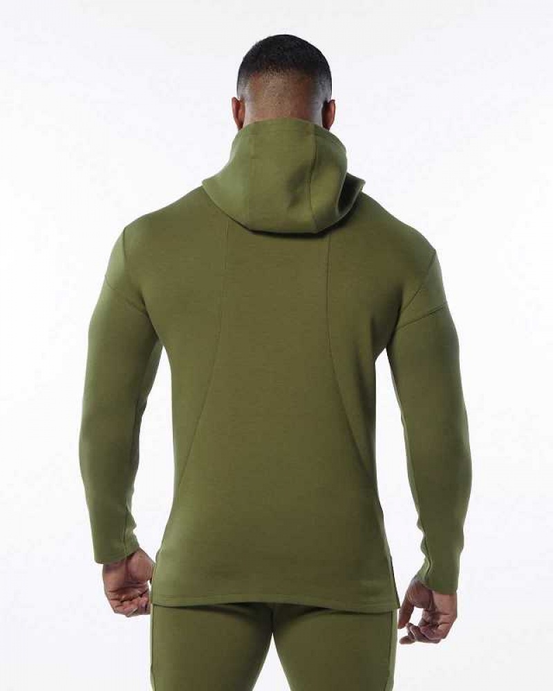 Green Men's Alphalete ELMTS Fitted Hoodie | UAE-489530