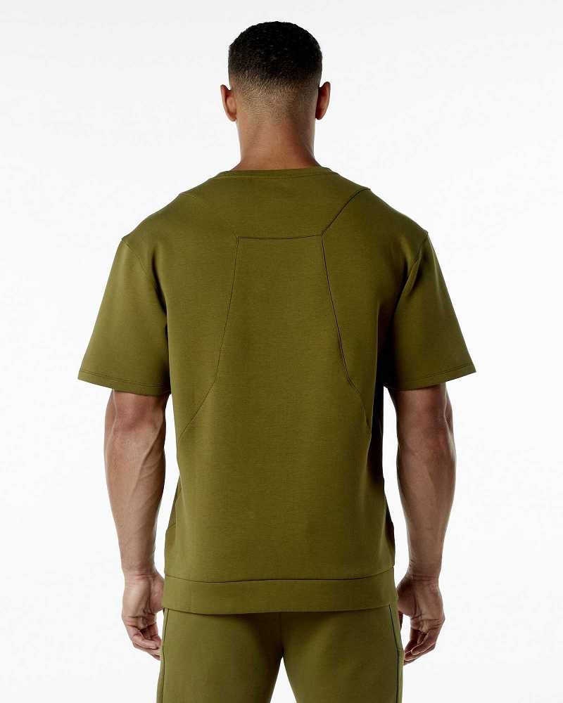 Green Men's Alphalete ELMTS Half Sleeve Pullover | UAE-173026