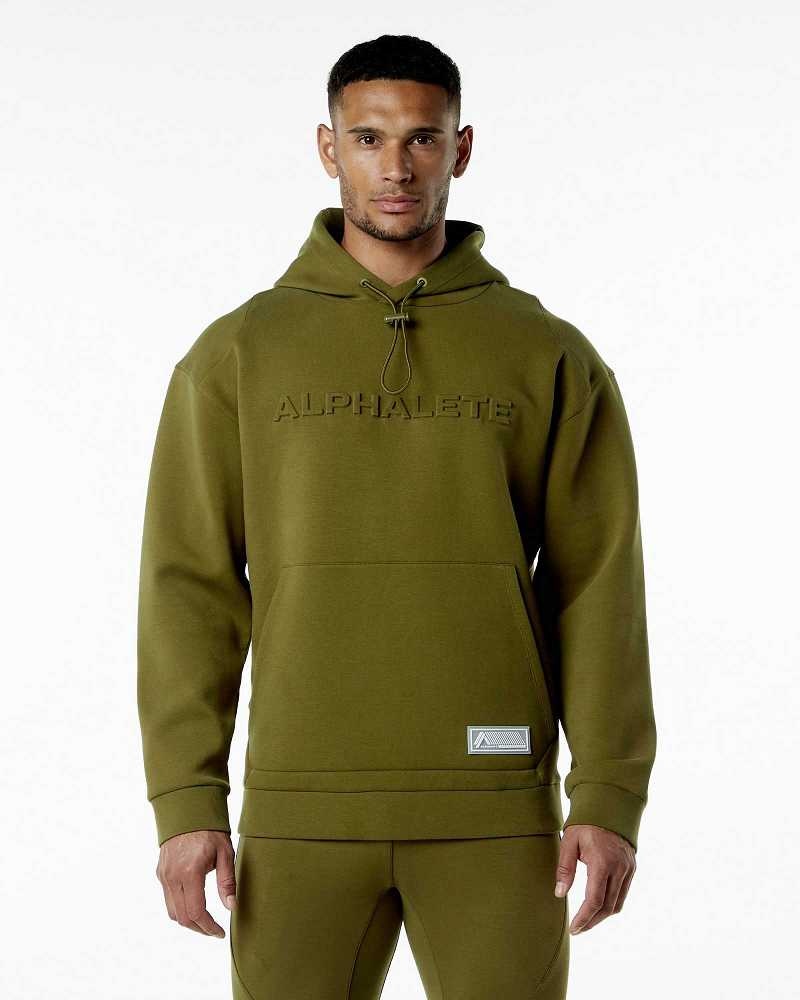 Green Men\'s Alphalete ELMTS Hoodie | UAE-194638