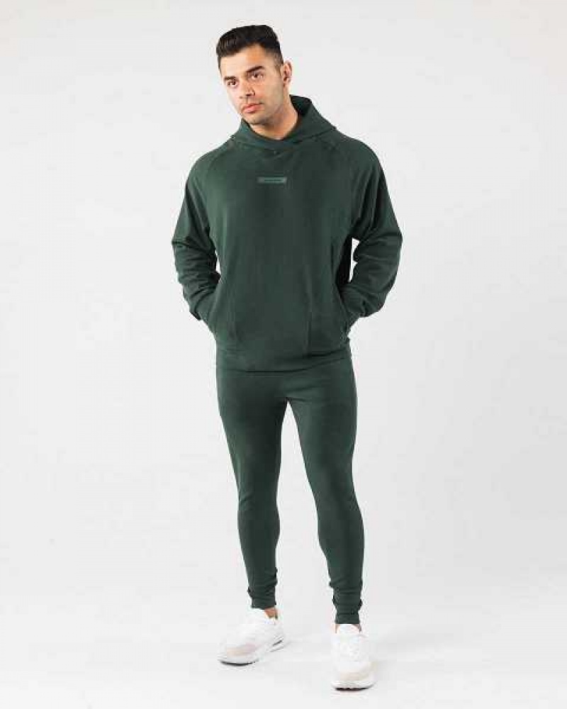 Green Men's Alphalete Identity Pro Hoodie | UAE-516924