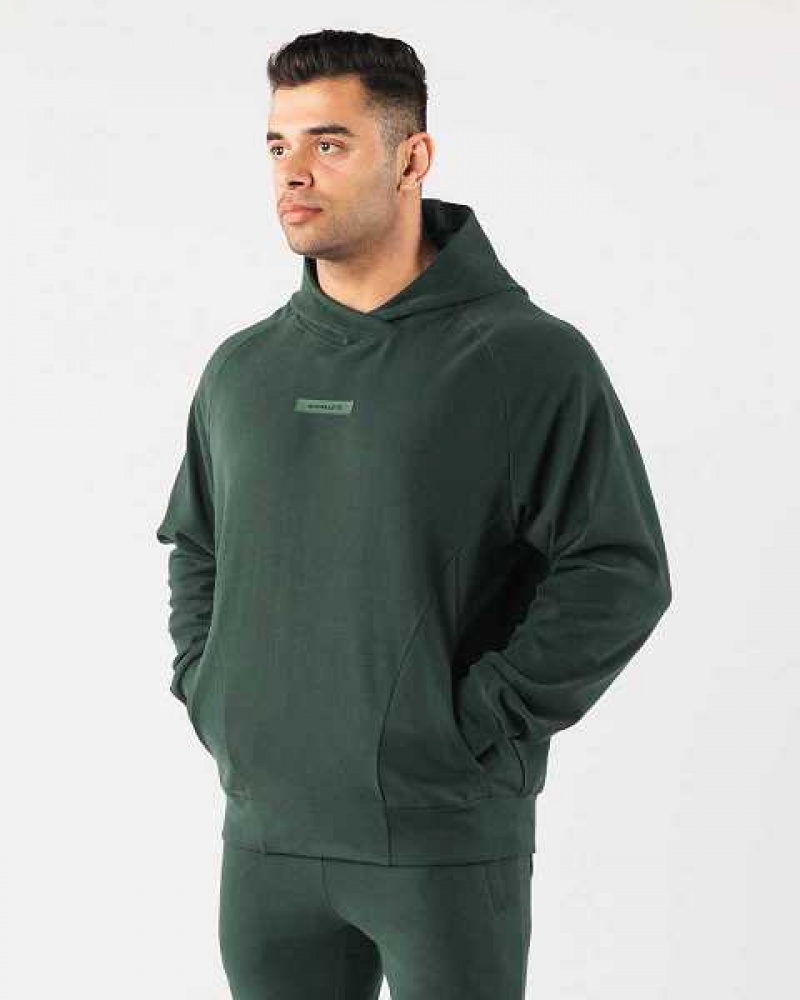 Green Men's Alphalete Identity Pro Hoodie | UAE-516924