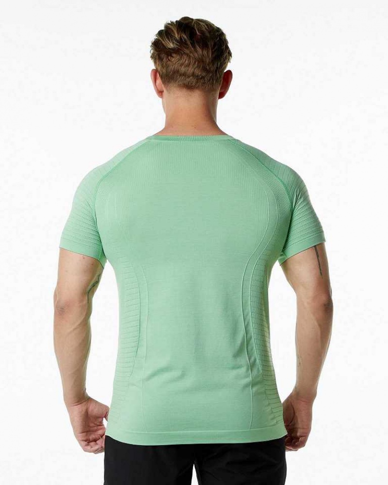 Green Men's Alphalete Ozone Short Sleeve Shirts | UAE-085943