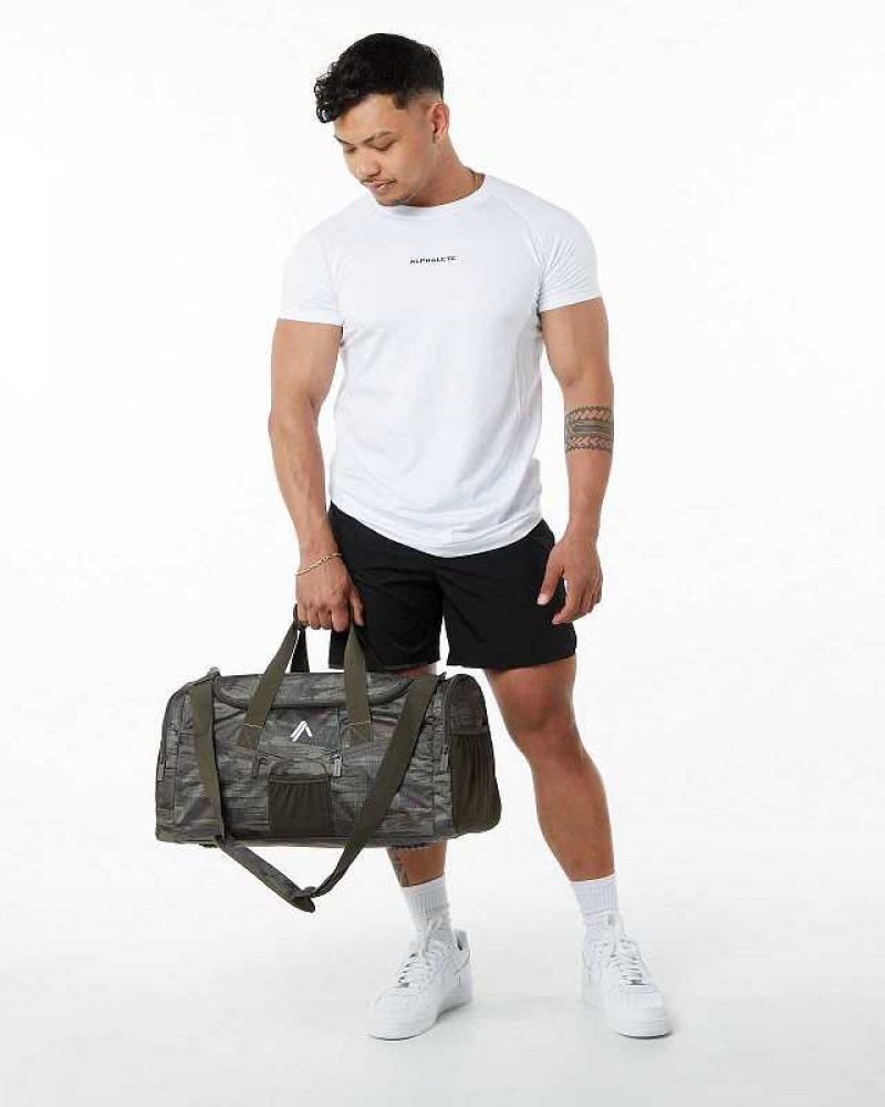 Green Unisex Alphalete Essential Duffel Bag | UAE-962174