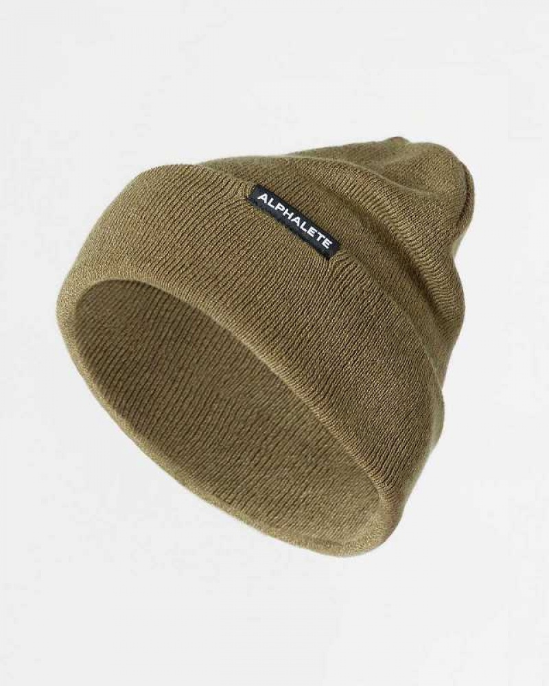 Green Unisex Alphalete Essential Foldover Beanie | UAE-359271